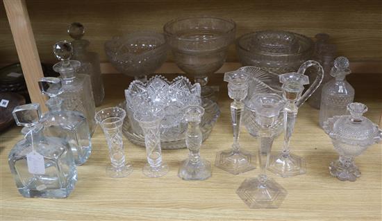 A quantity of cut glass bowls, jugs and decanters etc